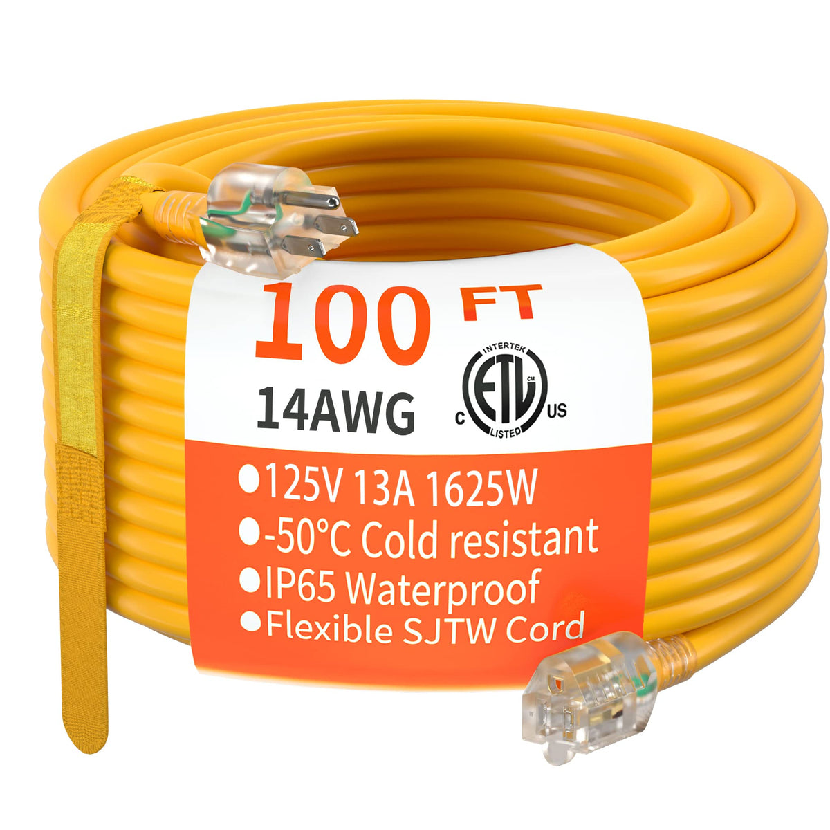 HUANCHAIN Indoor Black Extension Cord 3 FT Waterproof 16/3 Gauge