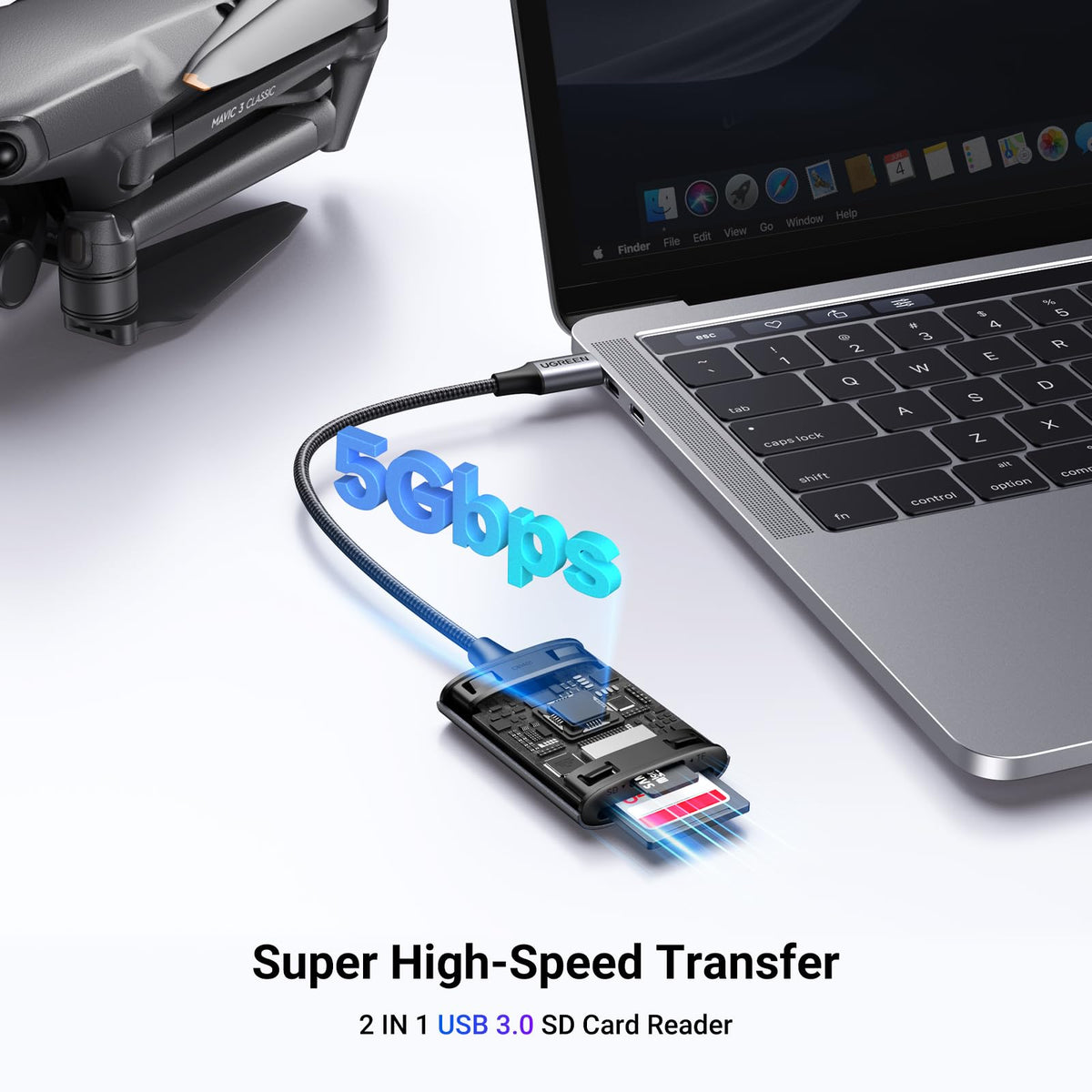 UGREEN SD Card Reader, USB C 312MB/S Card Adapter with Dual-Slot for TF/SD