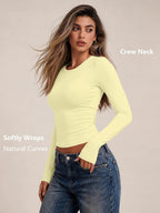 LILLUSORY Long Sleeve Tops Women Crew Neck Y2k T Shirts