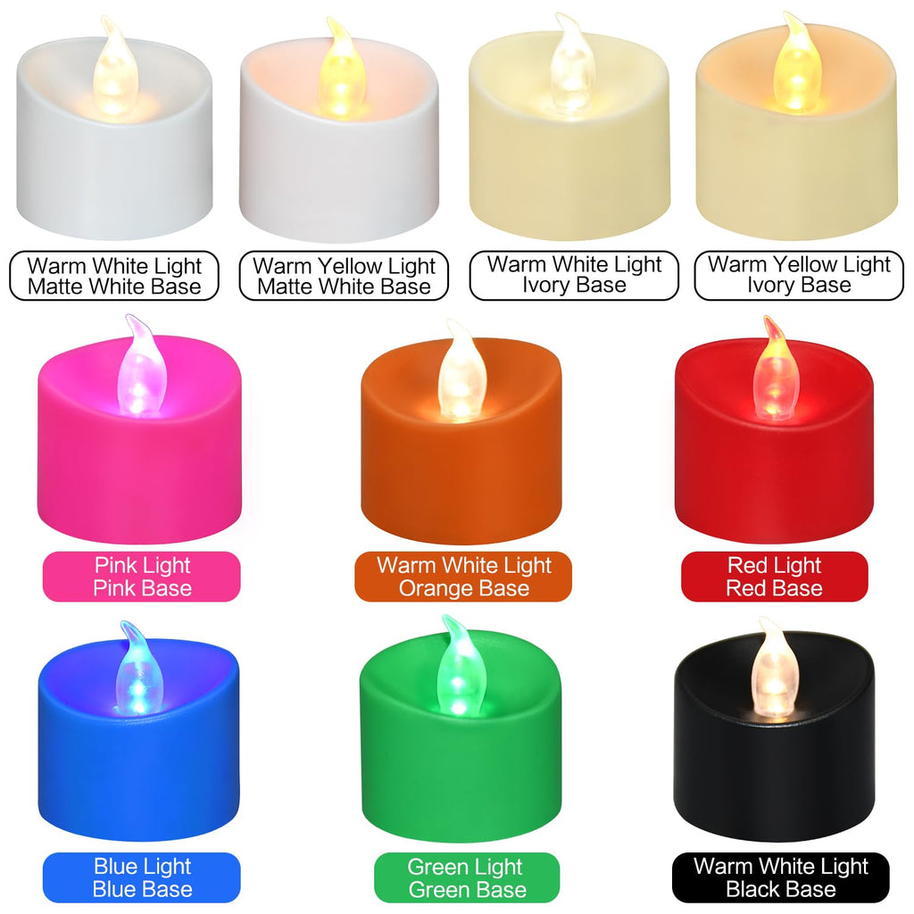 100 Pack Flickering LED Tea Lights, Last 100H+, Warm White Light