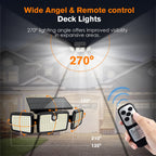 MIHANI Solar Flood Lights Outdoor, 2500LM Motion Sensor Security Lights with 270° Wide Angle, IP65 Waterproof, 3 Heads Solar Outdoor Lights for Patio, Yard, House, Garage (Non-Remote, 2 Pack)