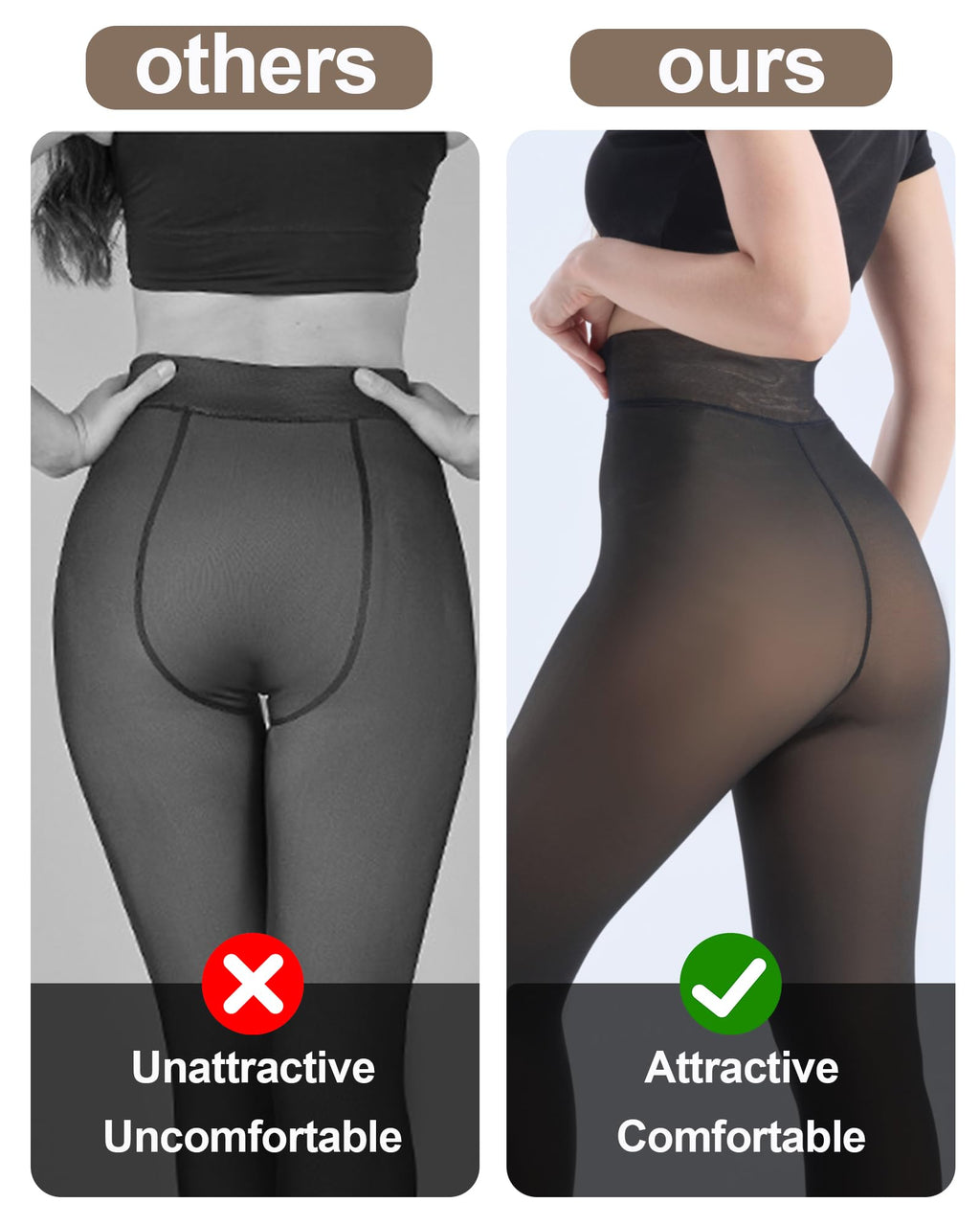 HOWIN Fleece Lined Tights Winter Thermal Tights for Women Fake Translucent