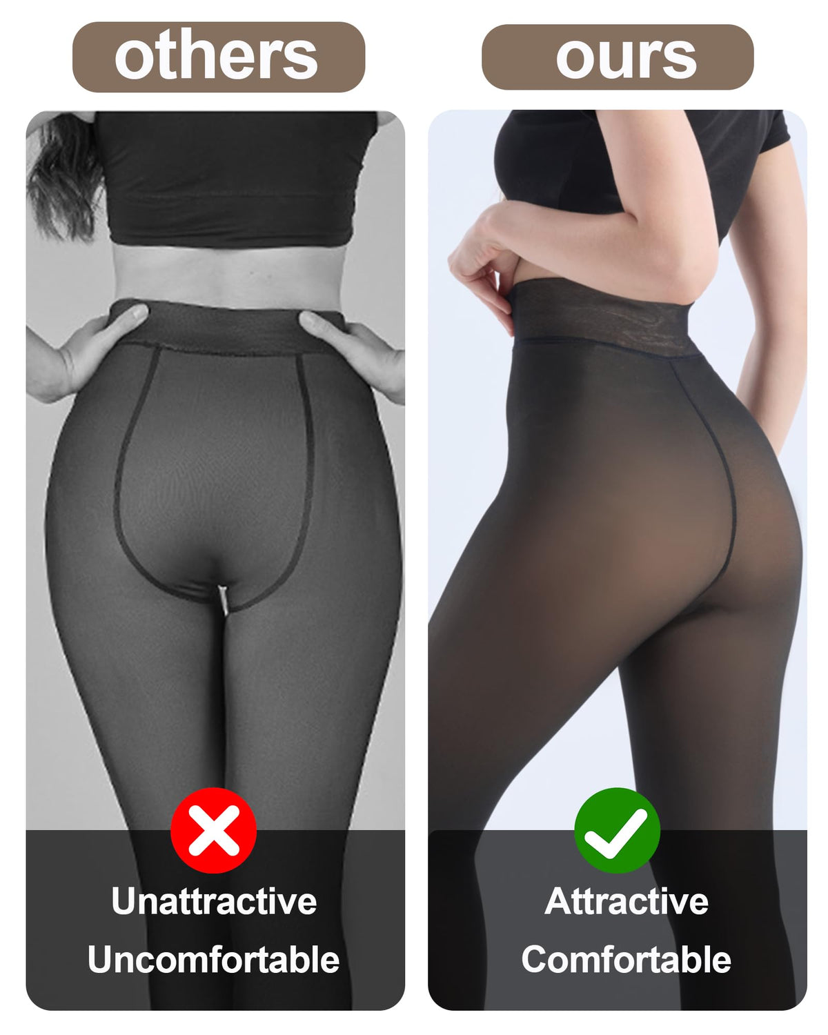 HOWIN Fleece Lined Tights Winter Thermal Tights for Women Fake Translucent