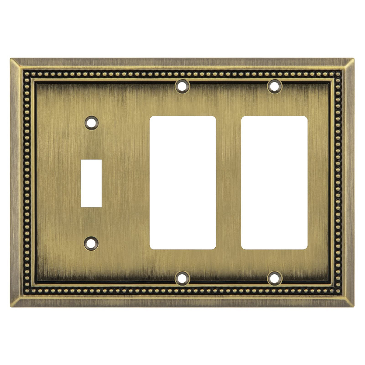 Sunken Pearls Heavy-Duty 4 Toggle Light Switch Plate, Antique Brass, 1 Pack