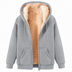 Womens Teddy Fleece Hoodies Sherpa Lined Fuzzy Jacket with Pockets Full Zip Hooded Adjustable Sweatshirts Ladies Winter Warm Jumper Coat Outwear Thermal Outfits Clothing