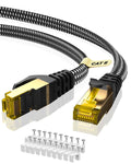 ARISKEEN Cat 8 Ethernet Cable 8M, Cat8 Braided Flat High-Speed Gigabit Rj45 STP Shielded Internet Network Lan Patch Cable Cord for Modem Router Computer TV PC