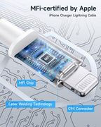 Long iPhone Charger Cable 3M, [Apple MFi Certified] USB to Lightning Cable