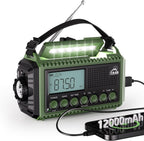 Mesqool Portable Wind Up Hand Crank and Solar Powered Radio with USB Phone Charger, Emergency Radio with SOS Alarm and Flashlight, AM/FM/SW Radio with 12000mAh Rechargeable Battery for Outdoor