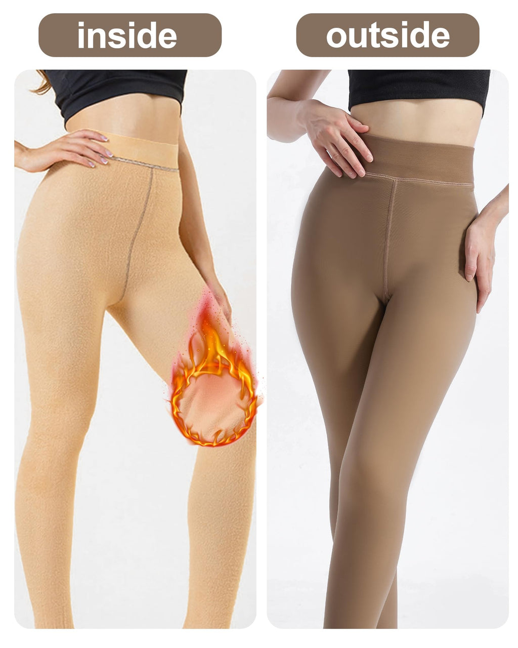 HOWIN Fleece Lined Tights Winter Thermal Tights for Women Fake Translucent
