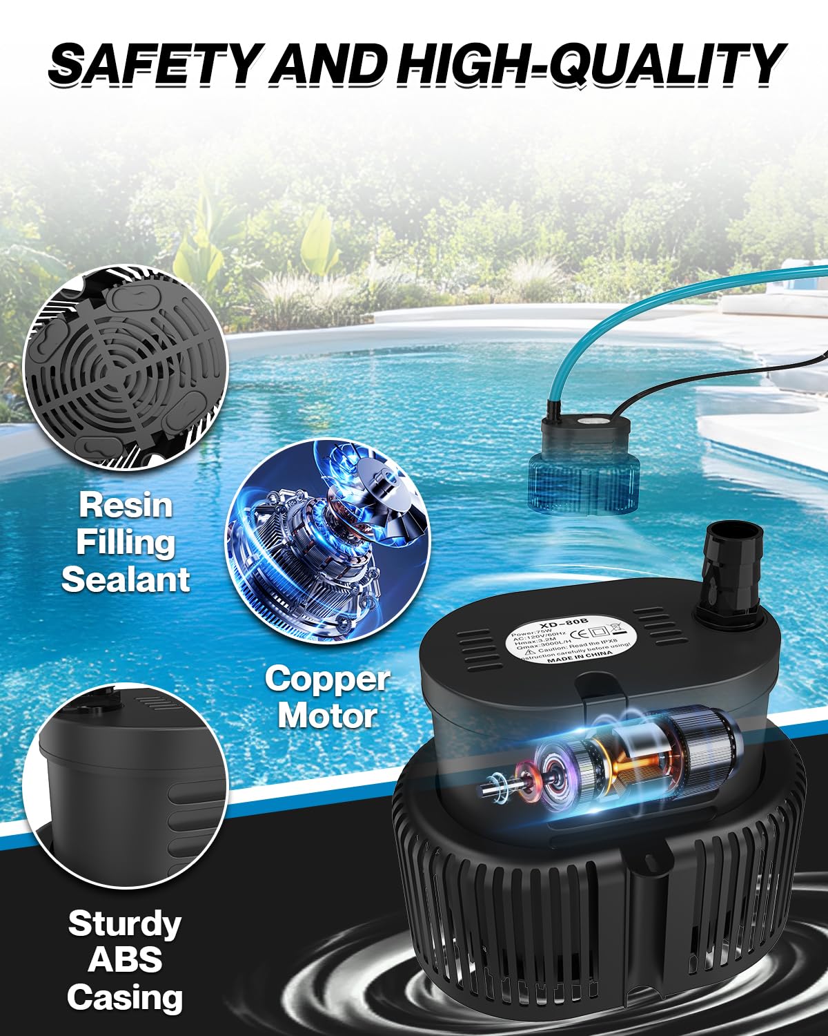 AgiiMan 850GPH Pool Cover Pump, Submersible Sump Pump above Ground