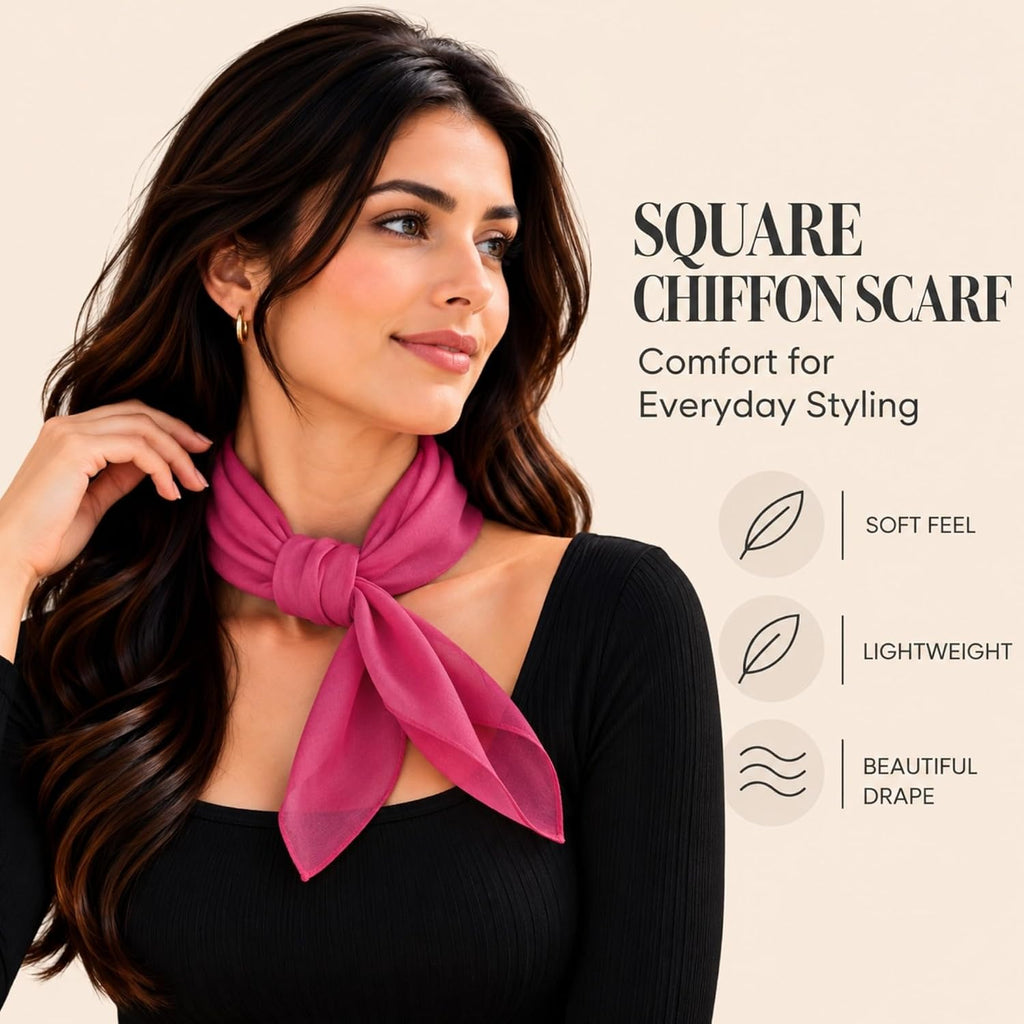 WESTEND CHOICE Square Chiffon Scarves Women's Neck Scarf 50s Retro Bandana