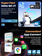 Dash Cam Front and Rear 4K+1080P, 64GB Card, Night Vision, WDR