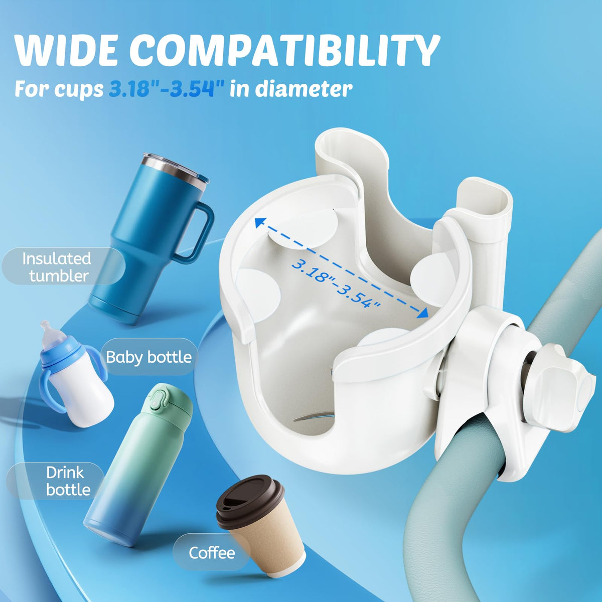 Wheelchair Cup Holder: Universal Cup Holder with Phone Holder for Pram Bike