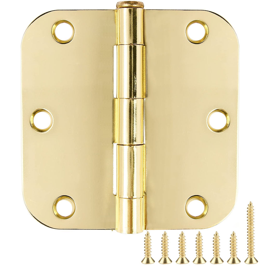 TDCHINGES Rounded Door Hinges 3.5" X 3 1/2 Inch Antique Brass 5/8" Radius