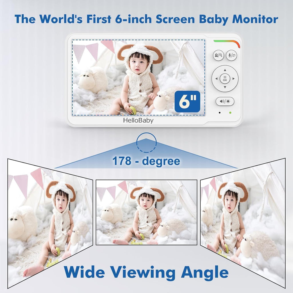 HelloBaby Baby Monitor with Camera and Audio, World First 6" Split Screen