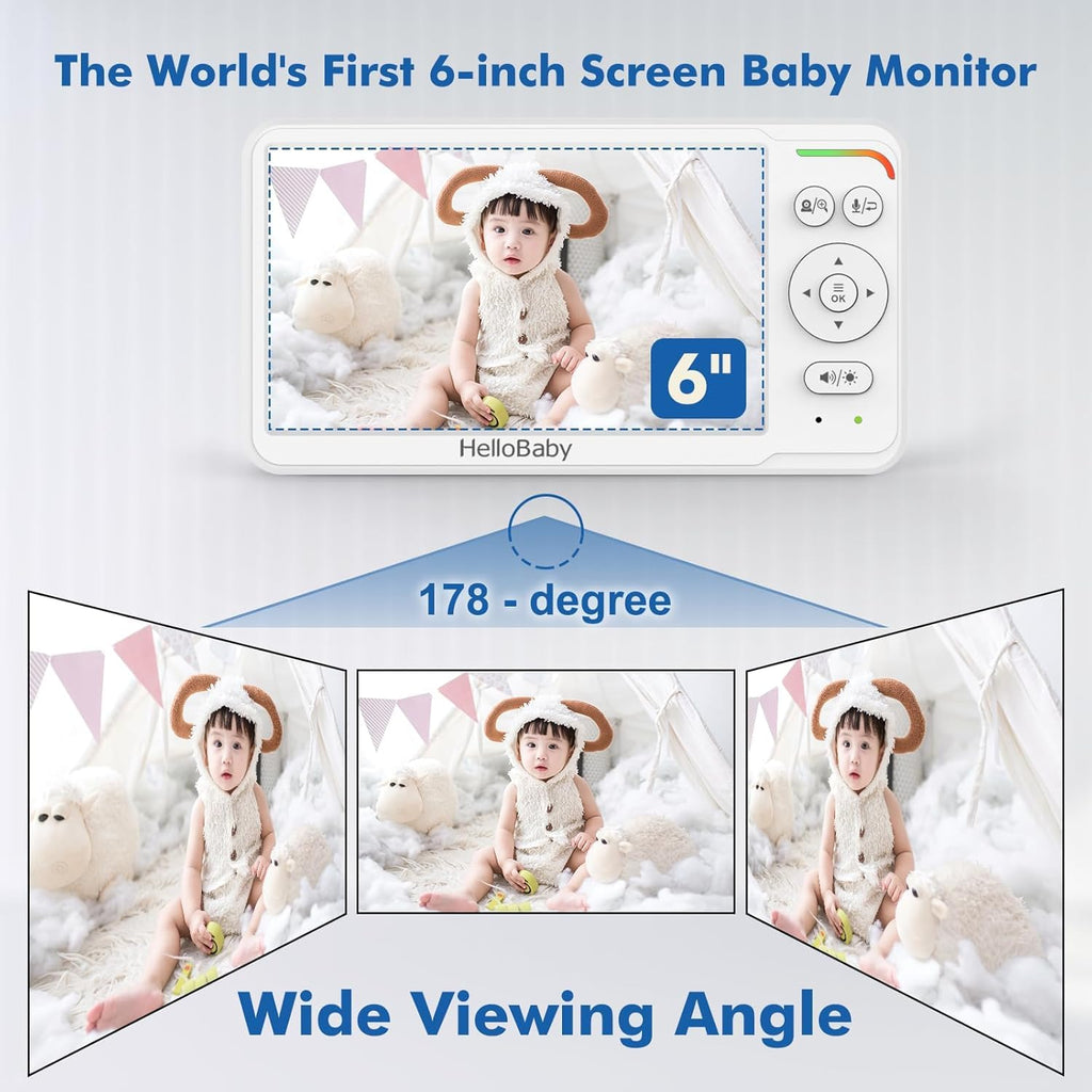 HelloBaby Baby Monitor with Camera and Audio, World First 6" Split Screen
