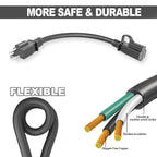 HUANCHAIN Indoor Black Extension Cord 3 FT Waterproof 16/3 Gauge