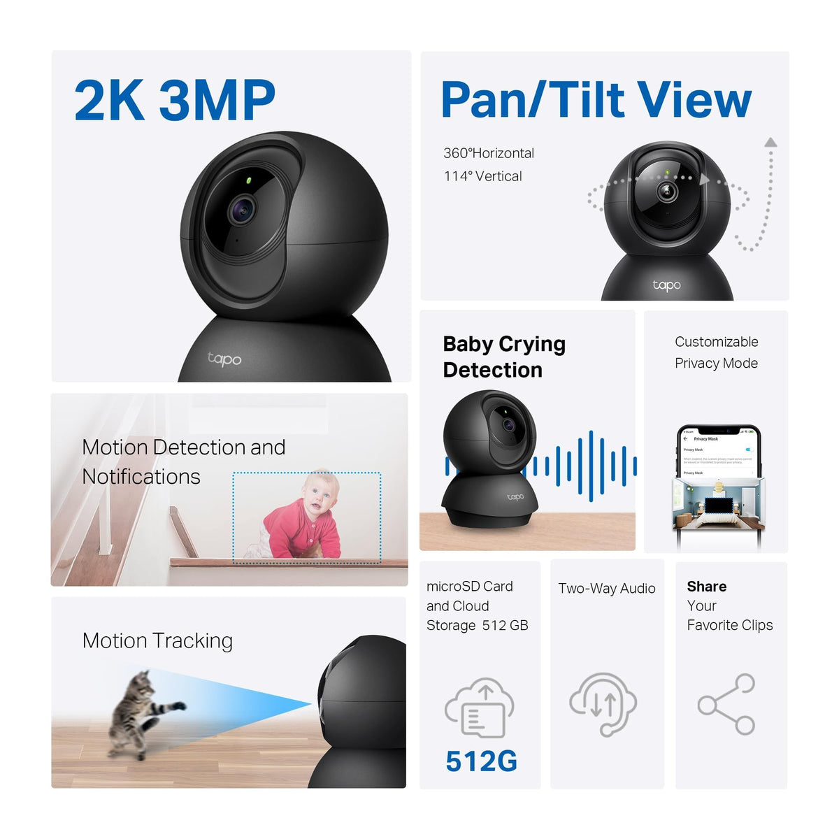 Tapo C201 Full HD Pan/Tilt Indoor Security Camera Pet Camera House Security
