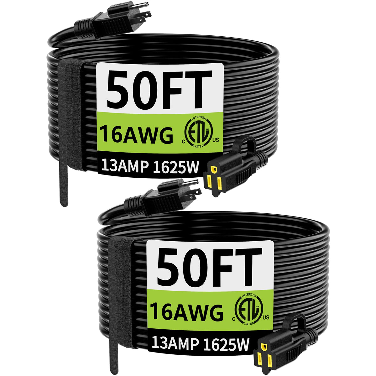 HUANCHAIN Indoor Black Extension Cord 3 FT Waterproof 16/3 Gauge