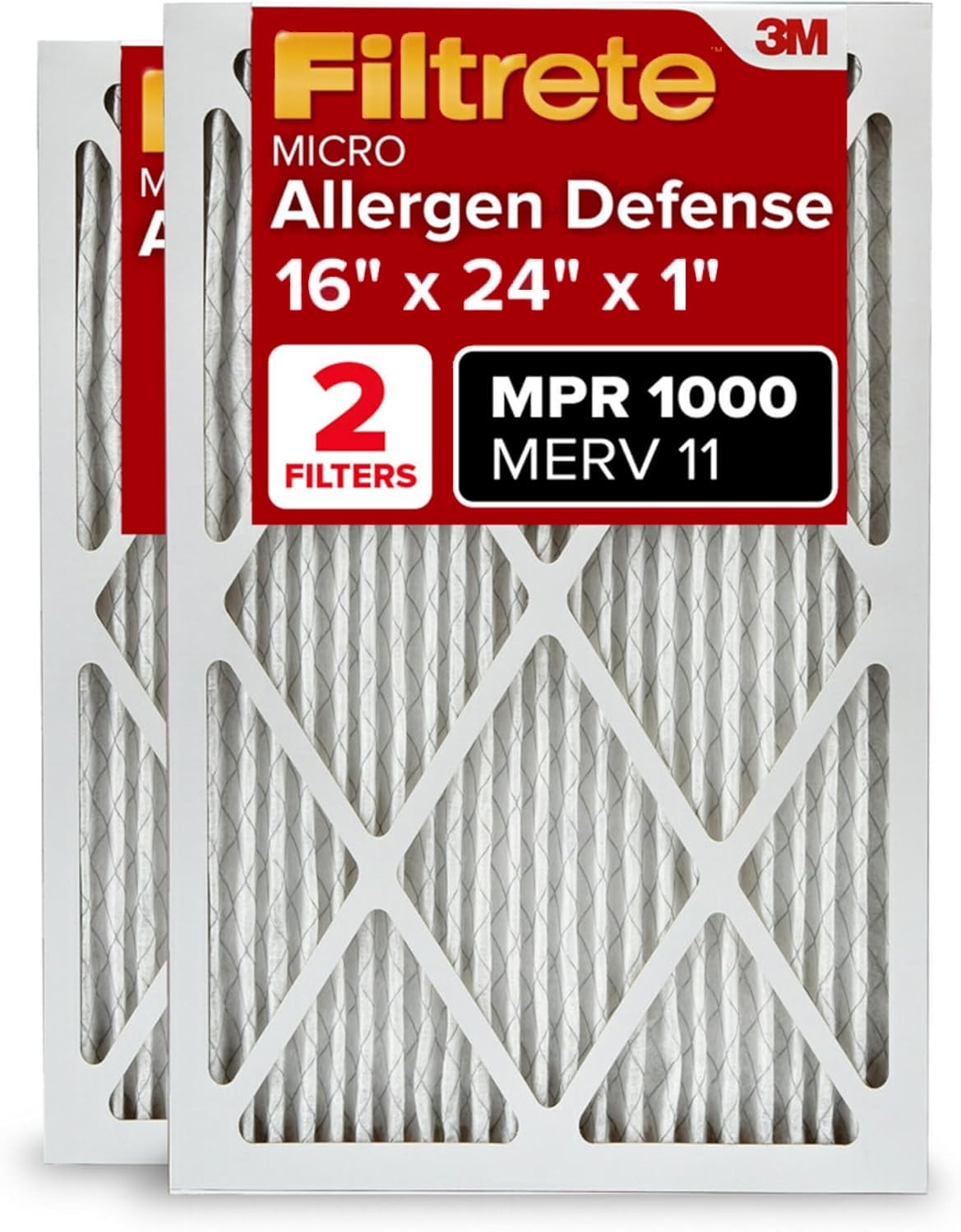 Filtrete 20x25x1 Air Filter, MERV 11, MPR 1000, 2 HVAC Filters