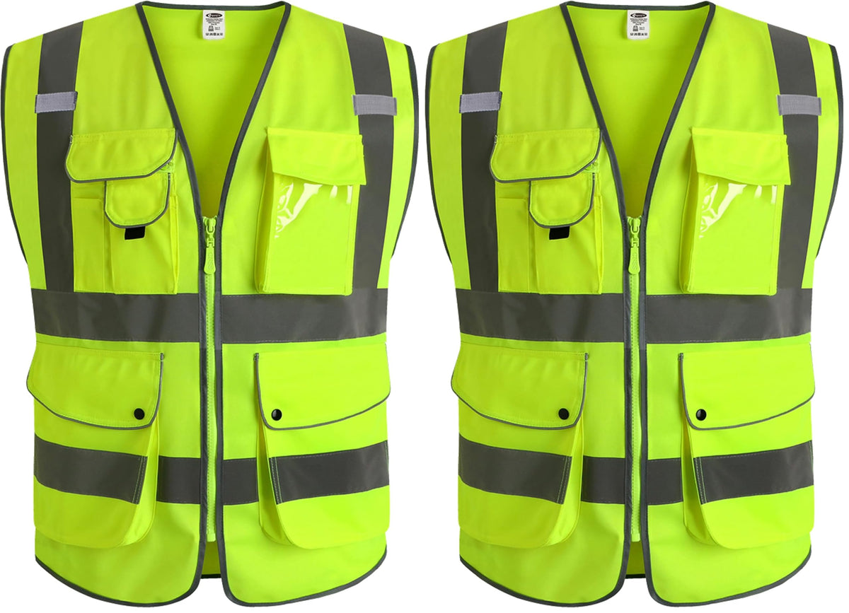 JKSafety Safety Vest for Men Women Reflective Hi Vis JK150 Green 3XL