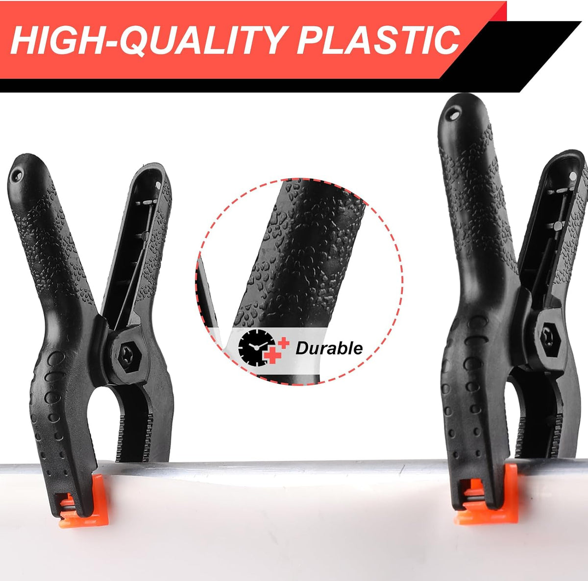 12 Pack Plastic Spring Clamps, 3.5inch Small Heavy Duty Clips for Crafts, Backdrop Stand, Woodworking, Photography Studios (Black)