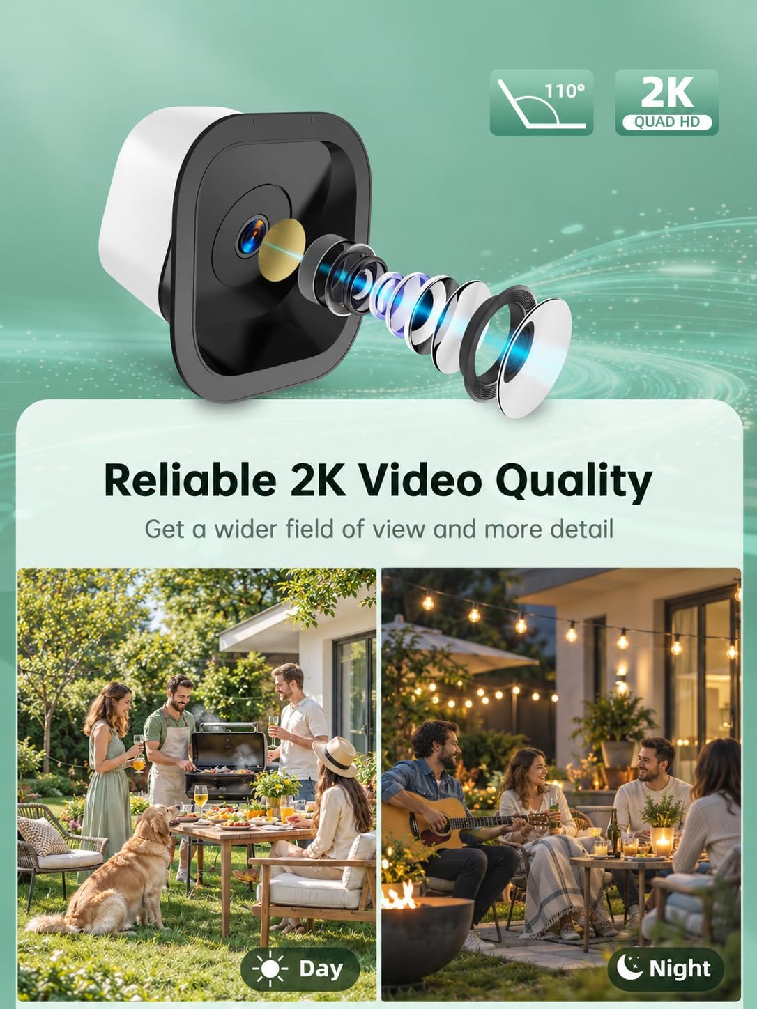 2K 3MP Window Security Camera with Motion Detection Indoor Window Cameras