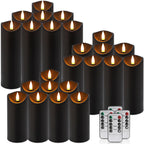 YOROXRG Solar flameless Candles Outdoor Waterproof,Dusk to Dawn Outdoor Lighting, Flickering fameless Reusable LED Light Candles for Lantern Garden Camping and Home Decor, 3D Wick (3"X6") Set of 2