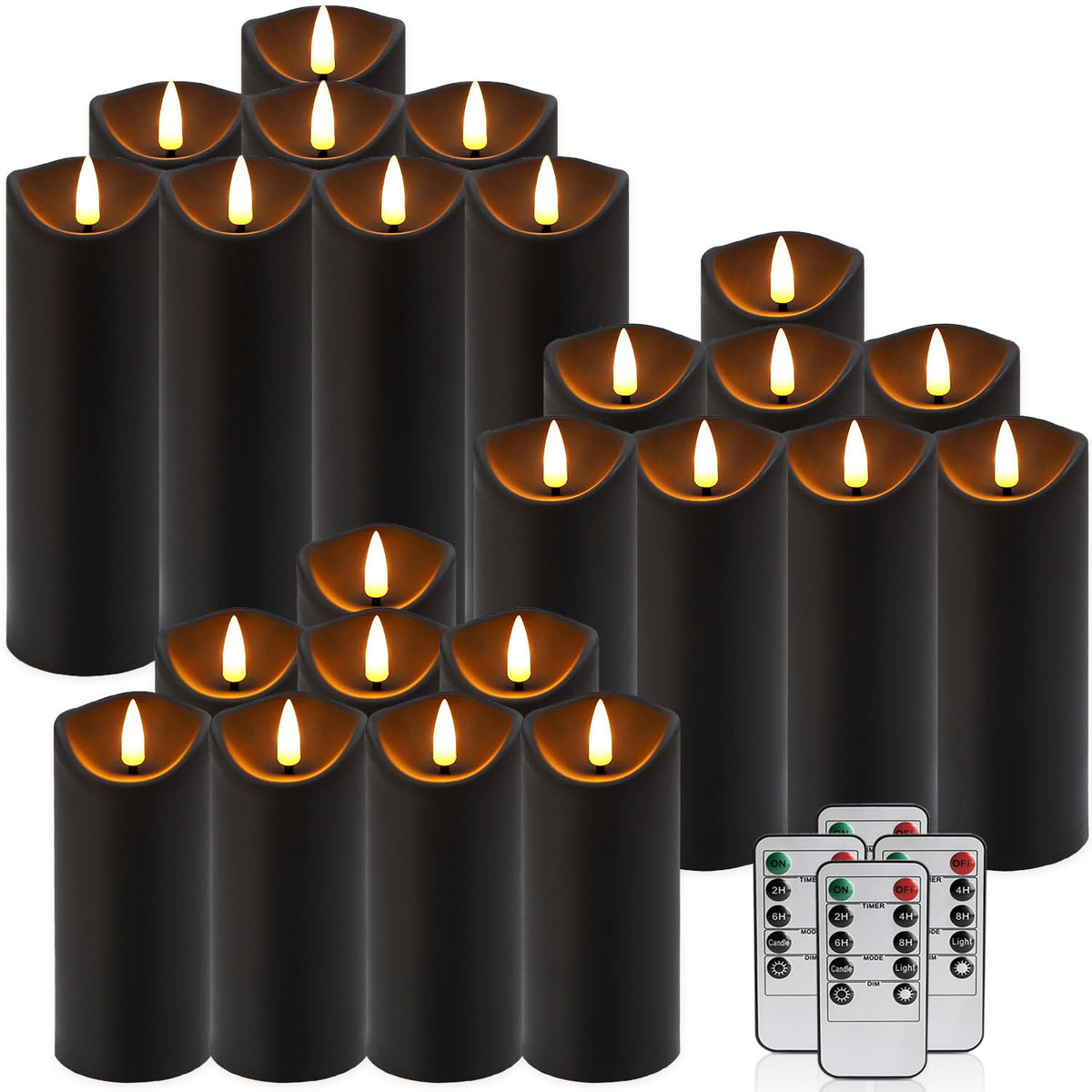 YOROXRG Solar flameless Candles Outdoor Waterproof,Dusk to Dawn Outdoor Lighting, Flickering fameless Reusable LED Light Candles for Lantern Garden Camping and Home Decor, 3D Wick (3"X6") Set of 2