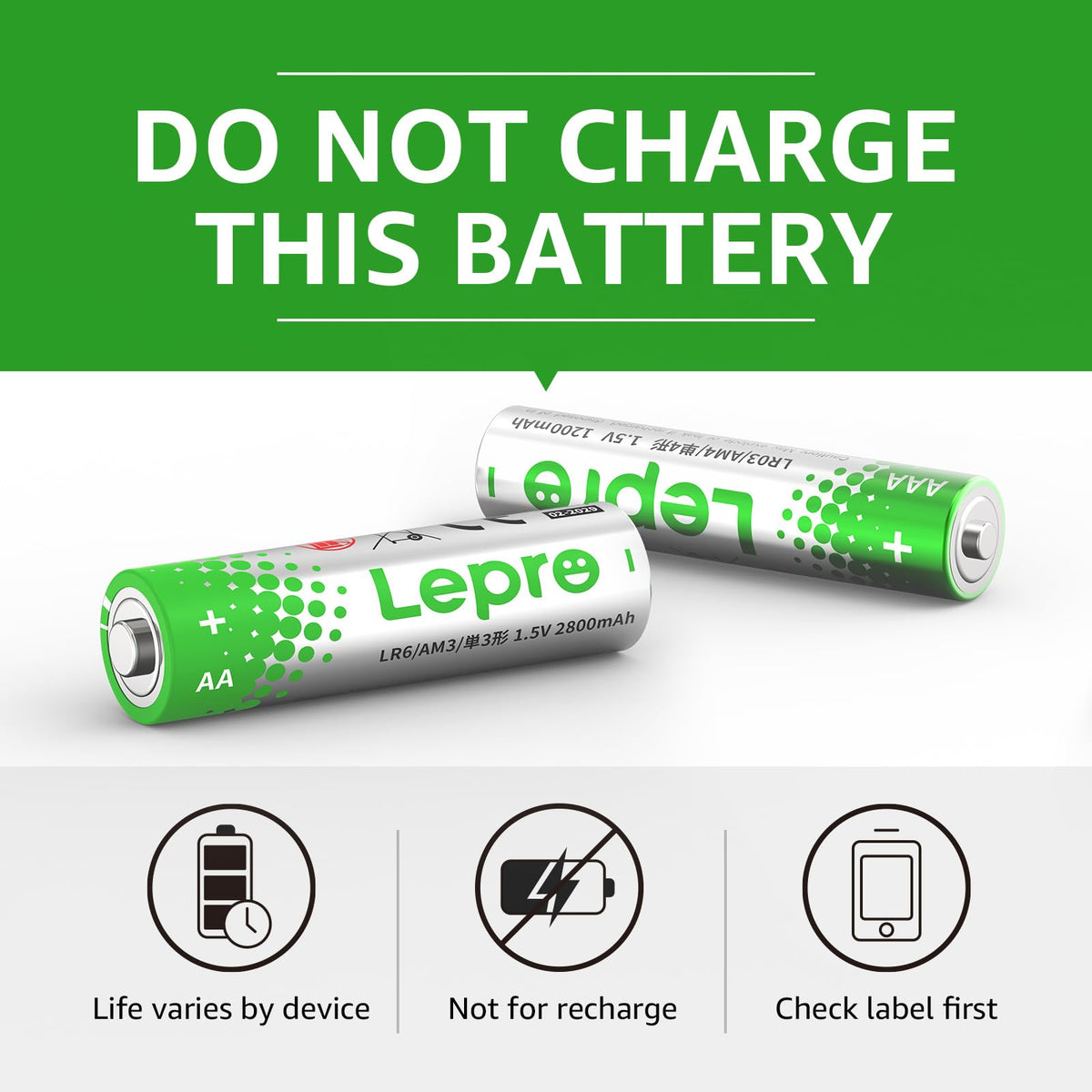 Lepro AAA Alkaline Batteries 12 Pack, 1200mAh Triple A Battery Long Lasting