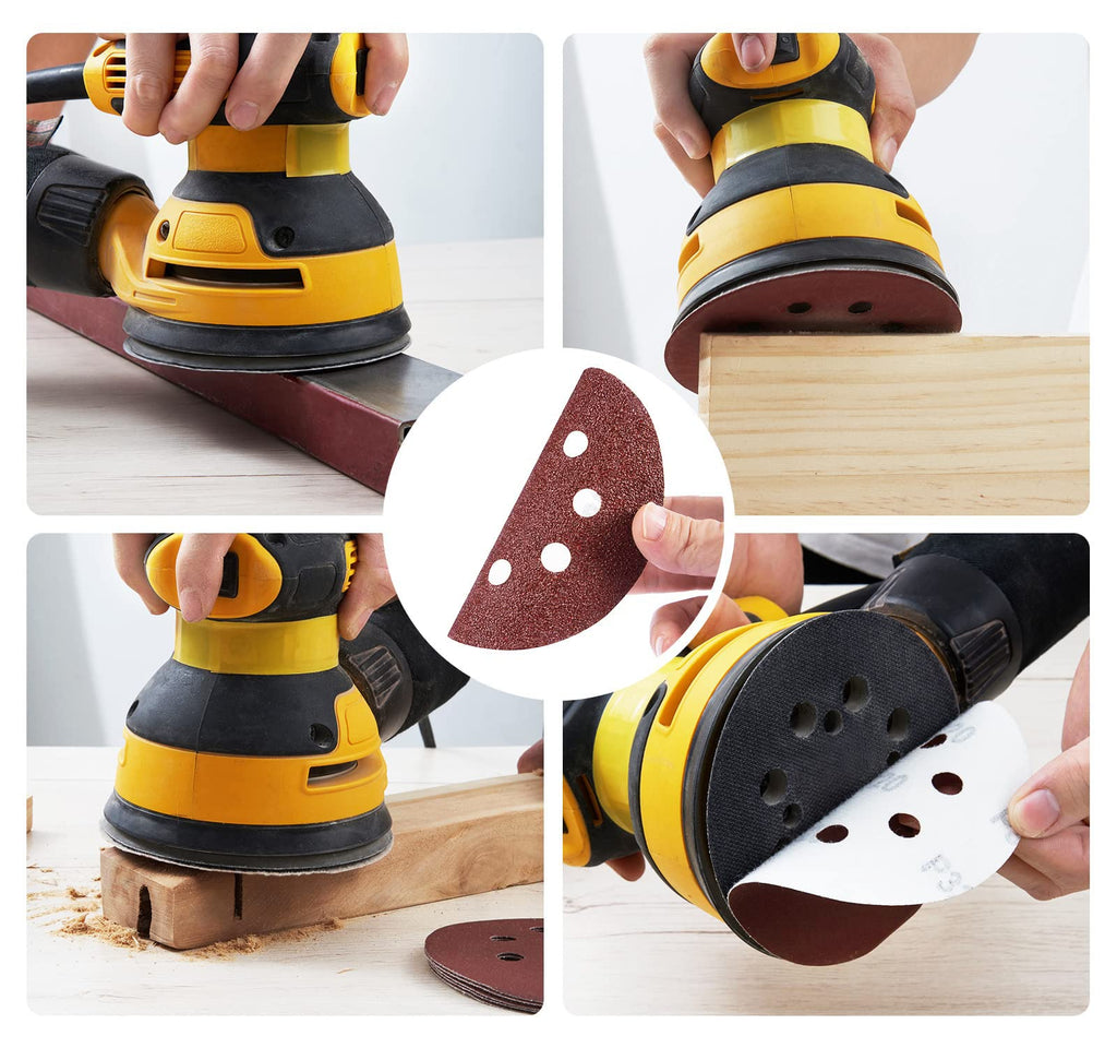 S SATC Sanding Discs 60 Grit 110Pcs Orbital Sander Discs 125mm Hook and Loop Round Orbital Sander Pads for Sanding