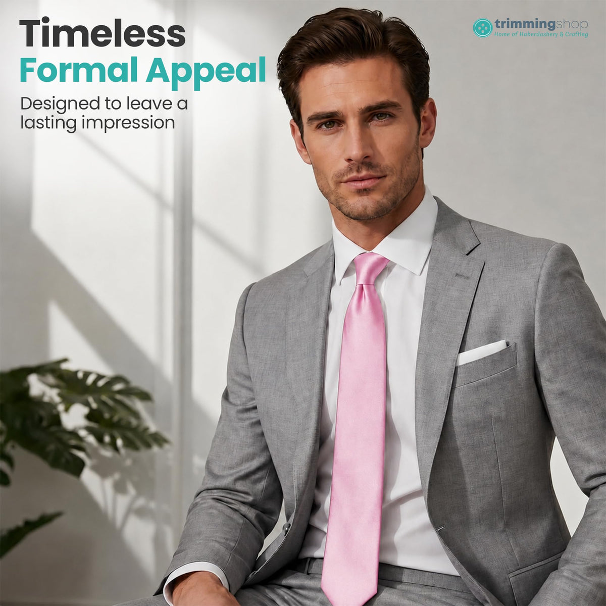 Trimming Shop 5cm Slim Skinny Solid Colour Necktie for Mens