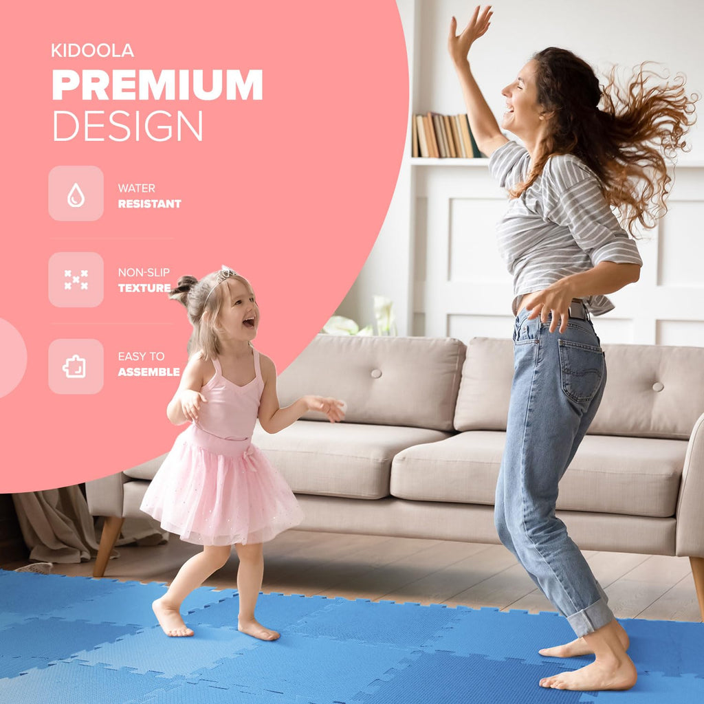 kidoola Foam Baby Play Mat (29x29cm) – Thick & Soft EVA Foam Interlocking Floor Tile Matting for Children – Large Multi Colour, Safe & Comfortable 7mm Thick Play Flooring (27pc)