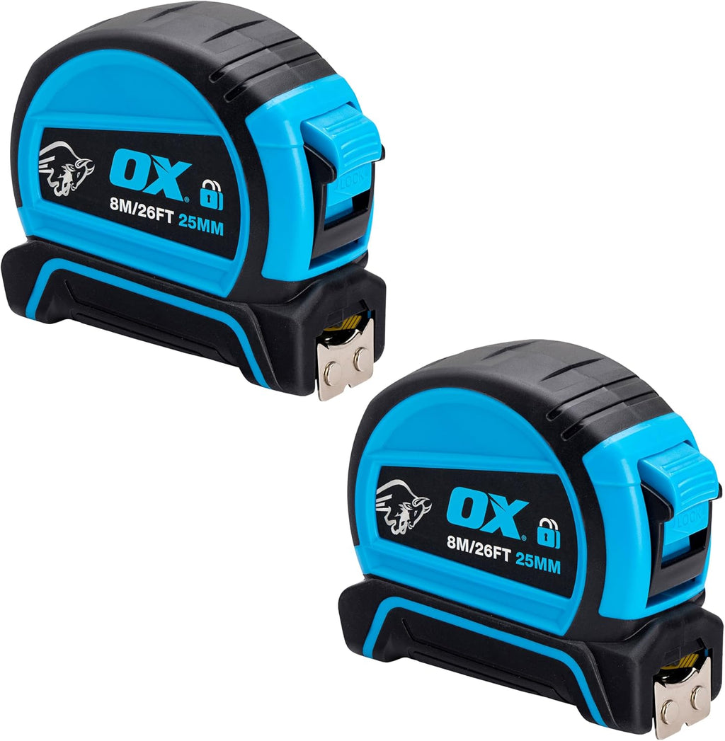 OX Pro Dual Auto Lock Tape Measure 5m, Magnetic Hook, Metric & Imperial