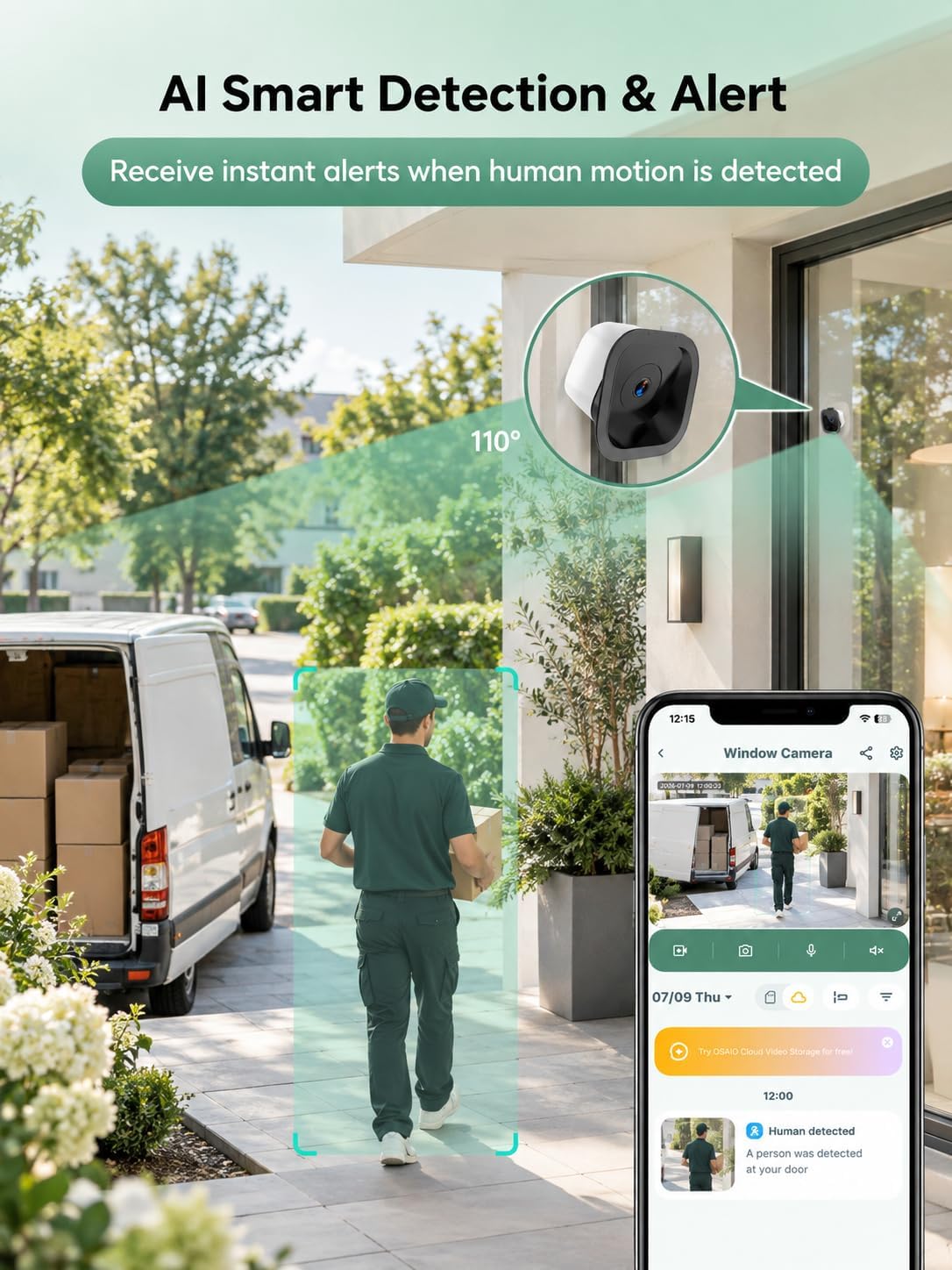 2K 3MP Window Security Camera with Motion Detection Indoor Window Cameras