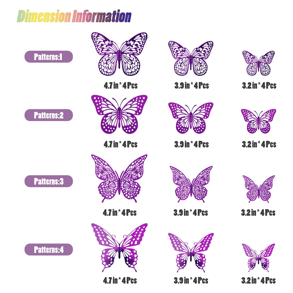 SAOROPEB 3D Butterfly Wall Decor 48 Pcs Gold Butterfly Birthday Decorations