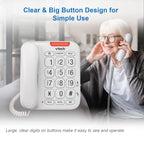 Vtech SA3100 Corded Senior Phone for Elderly with High-Contrast Large Buttons,Multilingual Talking Digits,Visual Ringer,Speed Dial,Speakerphone,No AC Power,Earpiece and Speakerphone Volume Control