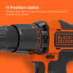 BLACK+DECKER 18 V Cordless 2-Gear Combi Drill with Kitbox and 2X 1.5 Ah Lithium Ion Batteries