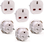 EU Travel Adapter - UK to European Plug Adapter - Travel Plug adaptor Converter Type C, E, F (White)