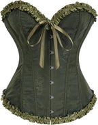 KUOSE Womens Black Basque Body Shaper Overbust Corset Top Plus Size S-6XL
