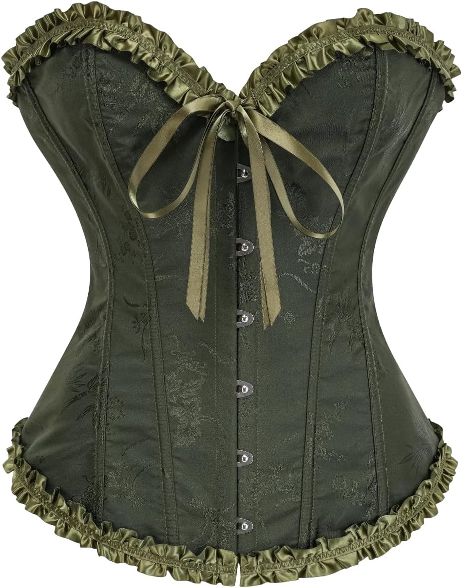 KUOSE Womens Black Basque Body Shaper Overbust Corset Top Plus Size S-6XL