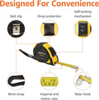 Amazon Basics Self-Locking Tape Measure with Metric Scale, MID Accuracy, 5 m (1-Pack), Black, Yellow