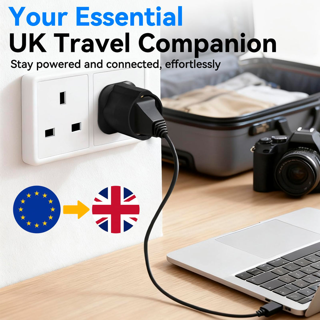 VGUARD European to UK Plug Adaptor, BS8546 Certified EU to UK Adapter