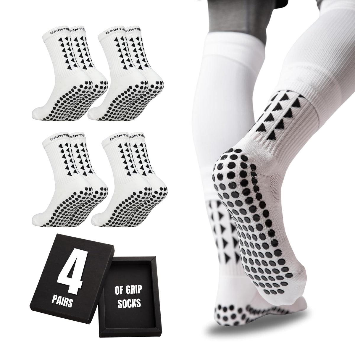 Gain The Edge Football Grip Socks 3.0-2pc and 4pc Set - Non Slip Football Socks - Updated Model