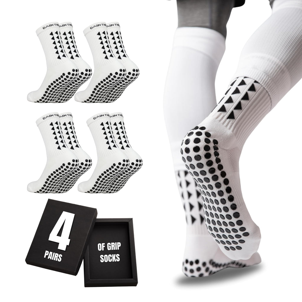 Gain The Edge Football Grip Socks 3.0-2pc and 4pc Set - Non Slip Football Socks - Updated Model