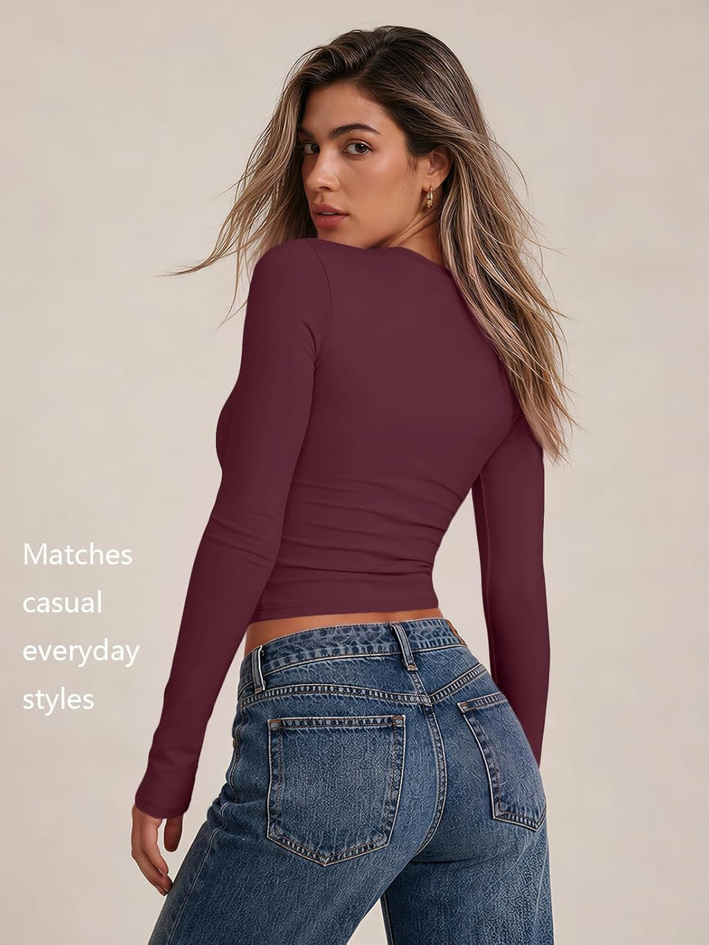 LILLUSORY Long Sleeve Tops Women Crew Neck Y2k T Shirts