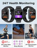 RUIMEN Smart Watch Answer Dial Call,Smart Watches for Women Men 1.85" HD Screen Fitness watch with SpO2 Heart Rate Sleep Monitor Step Counter Waterproof 100+ Sports Mode for Android iOS (2 Bands)
