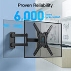 PERLESMITH TV Wall Bracket for 13-43 inch TVs, Swivel Tilt Extend Wall Mount for Flat & Curved TV up to 20kg, Max.VESA 200x200mm
