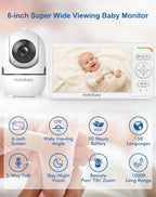 HelloBaby Baby Monitor with Camera and Audio, World First 6" Split Screen