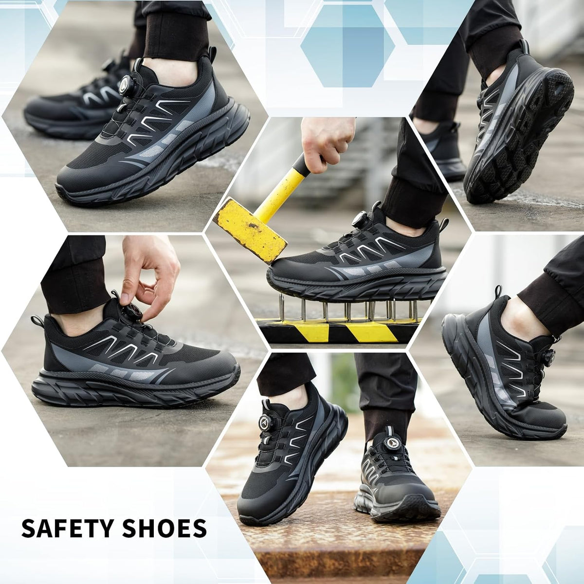 Safety Trainers Men Women Steel Toe Cap Trainers Lightweight Work Safety Shoes Breathable Non Slip Steel Toe Cap Boots Swivel Buckle Shoelaces